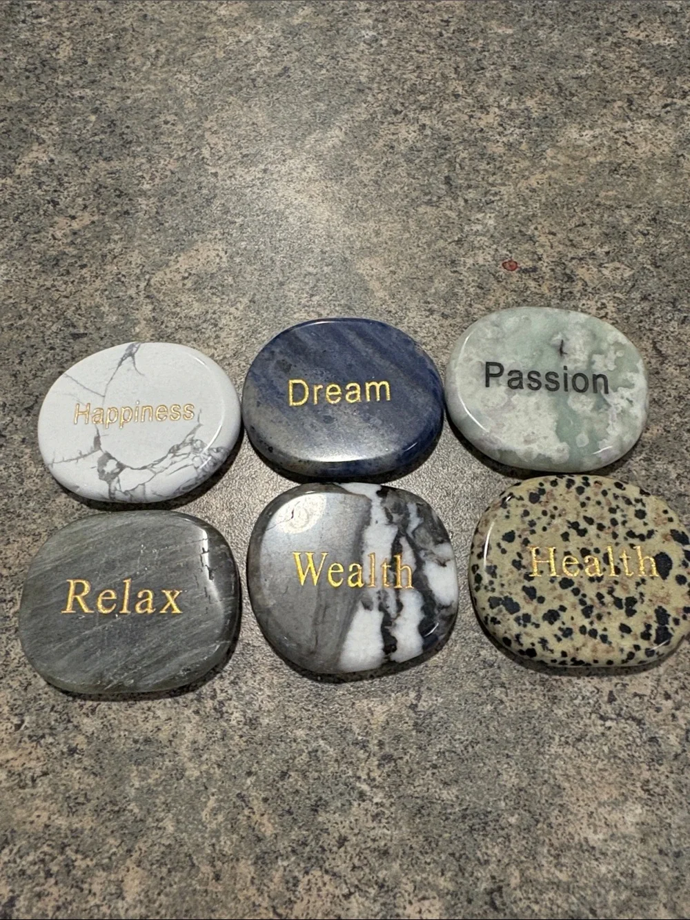 Inspirational Marble Pocket Stones Set - Assorted Colors (6 Pack)